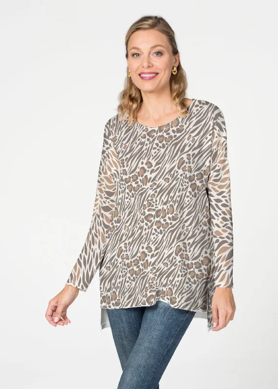 women's tops with ruffled hemsLeo Hotsy Totsy Brown (8122) ~ Slouchy Butterknit Top