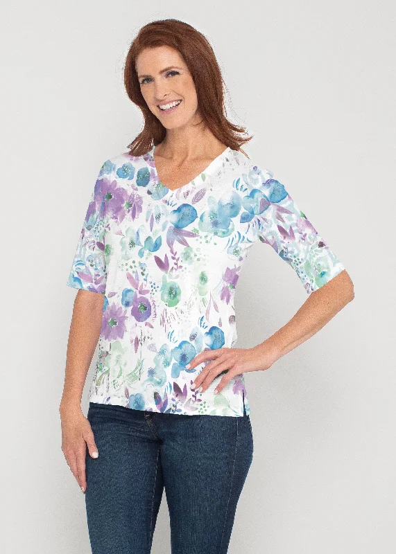 women's tops for those who want to add a touch of elegance and sophistication to their everyday wearViolet (16228) ~ Signature Elbow Sleeve V-Neck Top