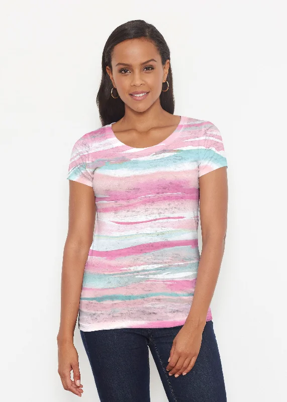 women's tops for those who love to mix and match prints and patternsSand Dunes Pink (16250) ~ Short Sleeve Scoop Shirt