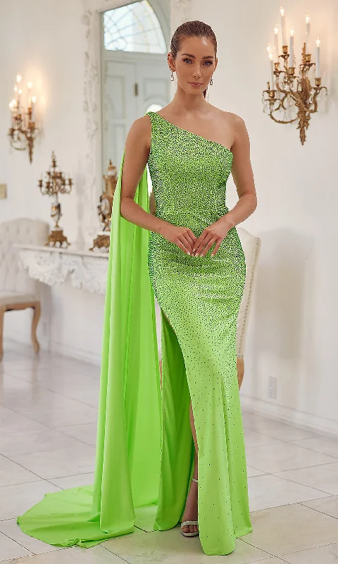 Formal Dress for Awards CeremoniesBeaded Long One-Shoulder Cape Formal Dress