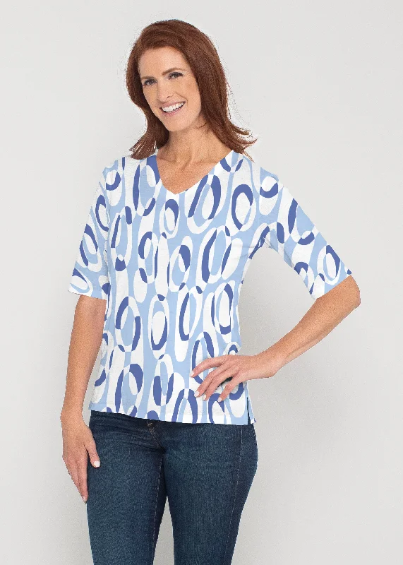 women's tops with beading accentsLoop ta Loop Blue (8086) ~ Signature Elbow Sleeve V-Neck Top