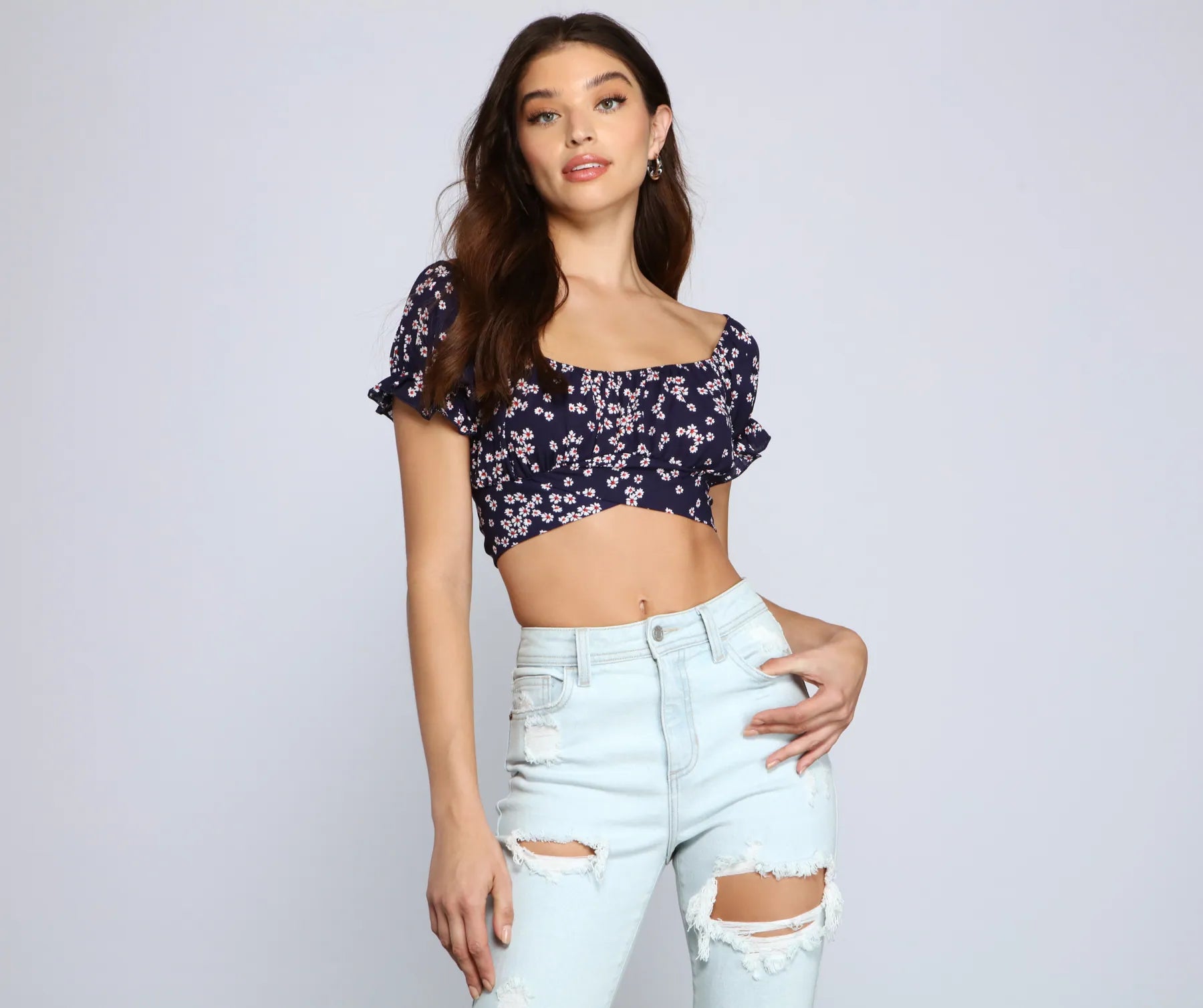 women's tops for layeringSo Fab Ditsy Floral Crop Top