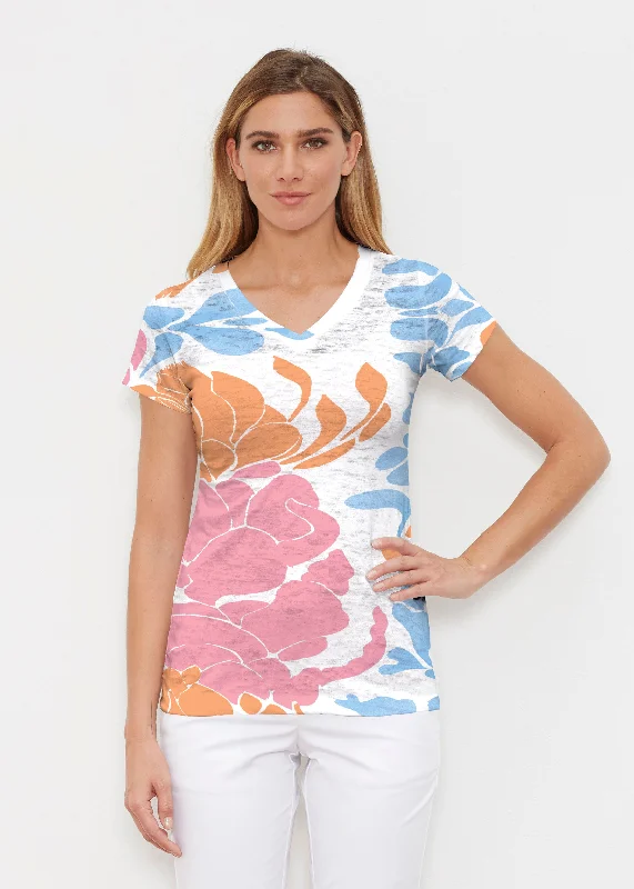 women's tops for those who want to wear pieces that are both functional and fashionableLotus Pink/Orange (23058) ~ Signature Cap Sleeve V-Neck Shirt