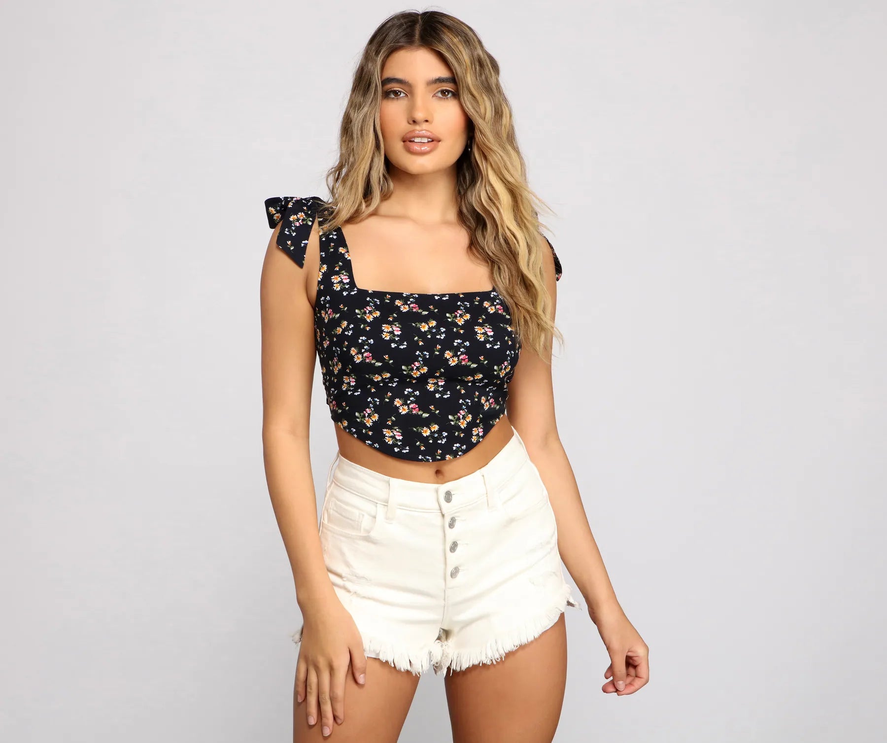 women's tops in solid colorsLove At First Floral Crop Top