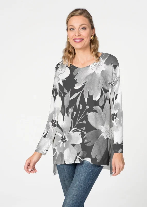 women's tops for everyday eleganceFestive Bloom Black (8174 ~ Slouchy Butterknit Top