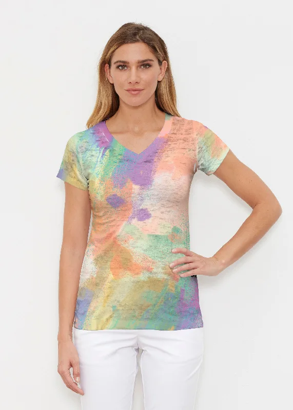 women's tops with built-in brasChalk Of Dreams (17278) ~ Signature Cap Sleeve V-Neck Shirt