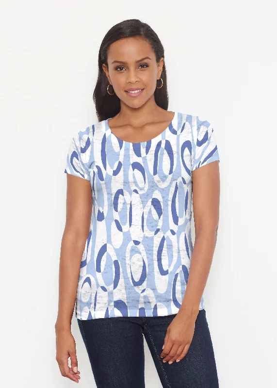 women's tops with embroidery detailsLoop ta Loop Blue (8086) ~ Short Sleeve Scoop Shirt