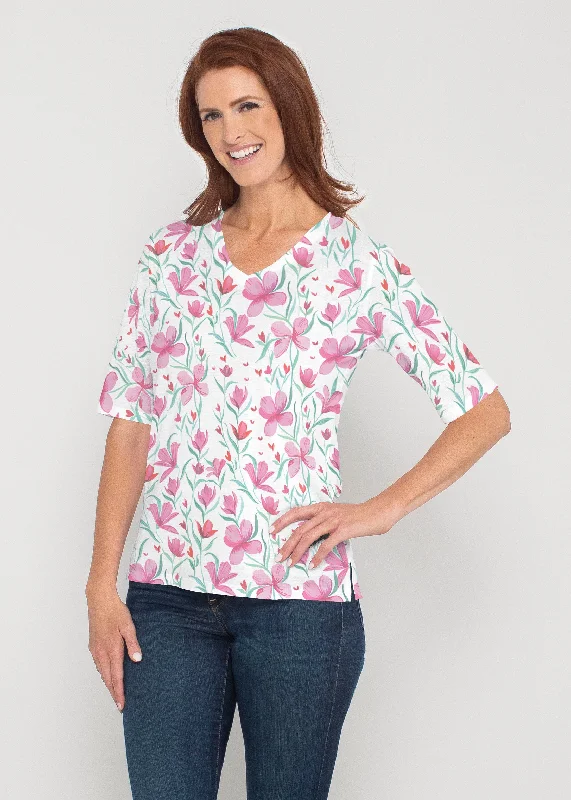 women's tops for maximalist fashion loversAzalea (8109) ~ Signature Elbow Sleeve V-Neck Top