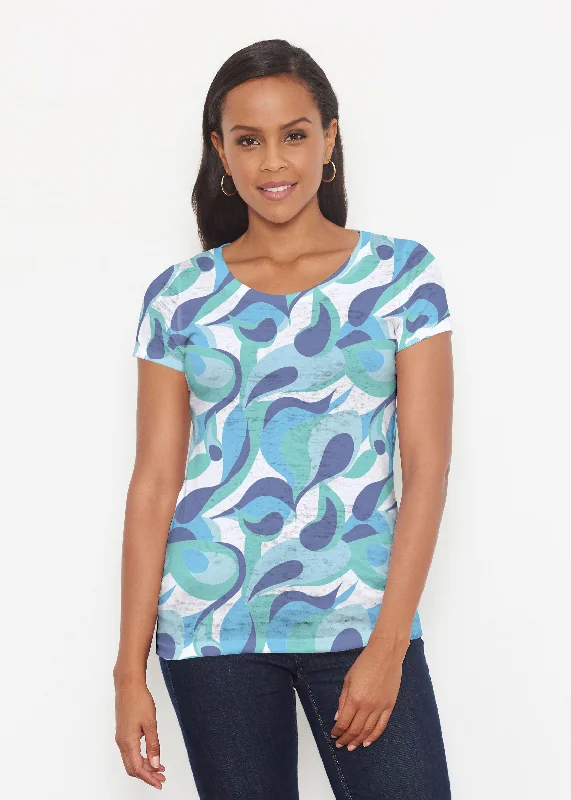 women's tops for relaxed weekendsDisco Blue (8067) ~ Short Sleeve Scoop Shirt