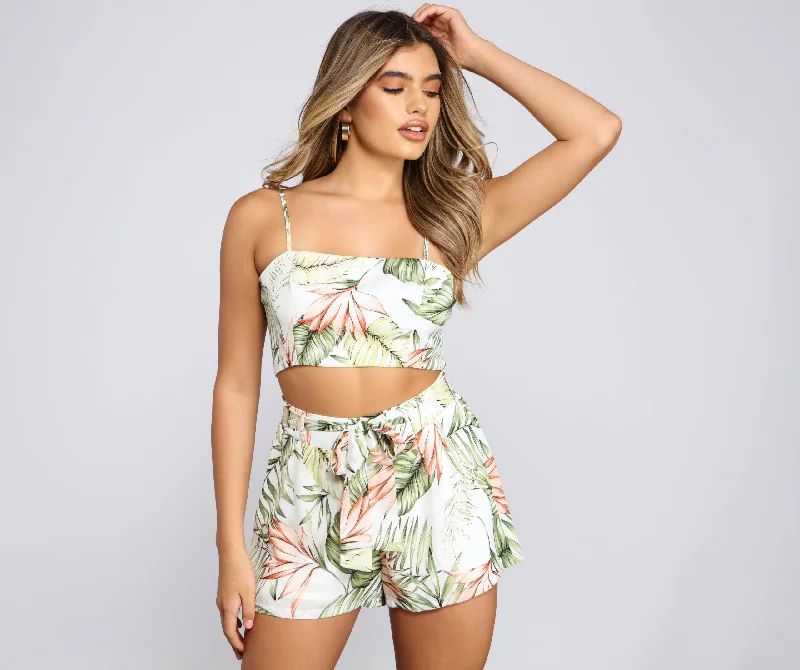 women's tops for bridal showers and baby showersVacay On My Mind Tropical Print Crop Top