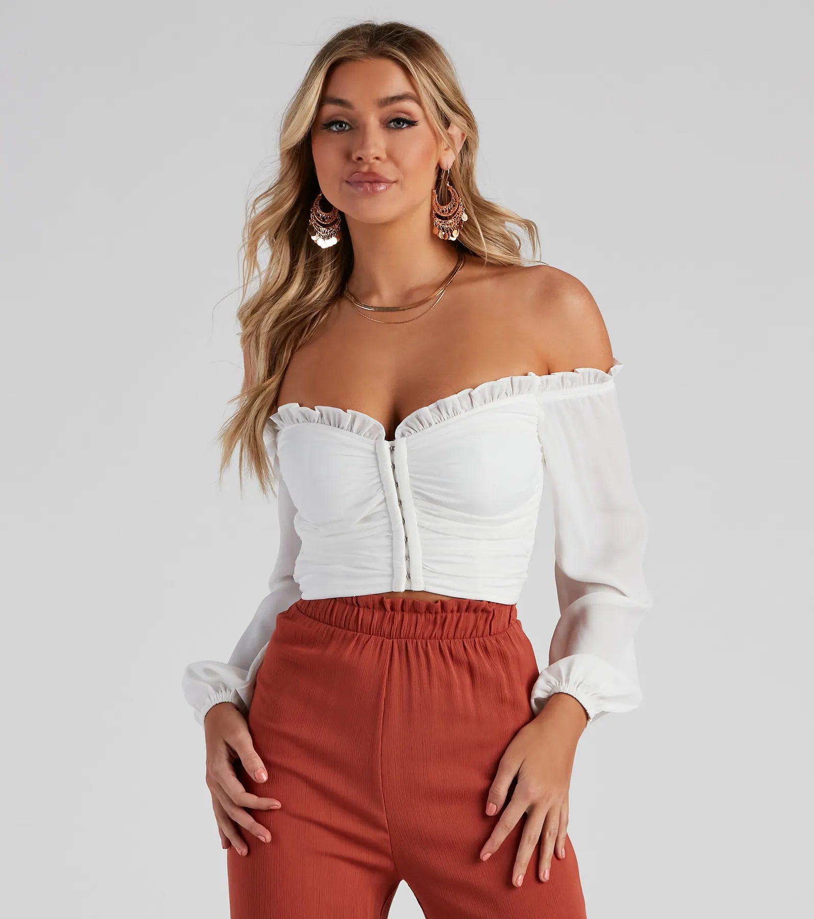 women's tops with bell sleevesClassic Beauty Off The Shoulder Corset Top