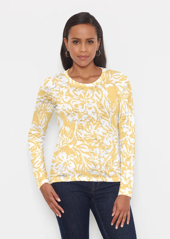 women's tops for those who want to wear versatile pieces that can be dressed up or downSummer Breeze Golden (8169) ~ Signature Long Sleeve Crew Shirt