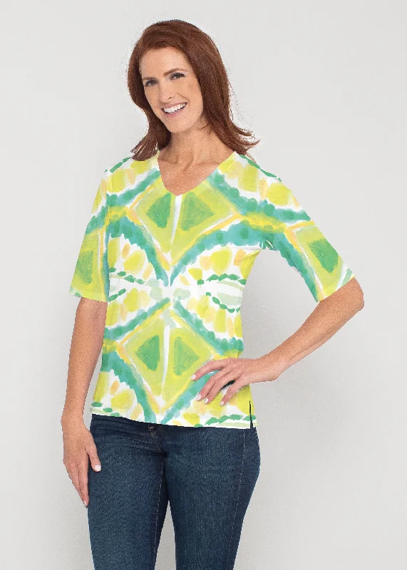 women's tops for maximalist fashion loversLimeade (17272) ~ Signature Elbow Sleeve V-Neck Top