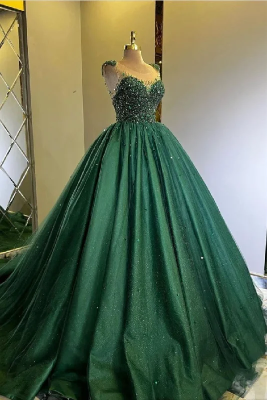 Formal Dress for Historical ReenactmentsAmazing Ball Gown Green Tulle Princess Dress Sweet 15 Dress Y5405