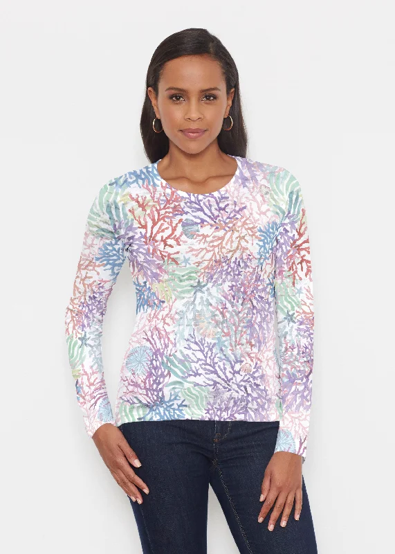 women's tops for those who prefer classic over trendy stylesTropic Coral (8112) ~ Signature Long Sleeve Crew Shirt