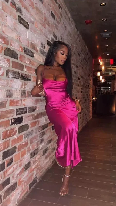 Formal Dress for Emmy AwardsElegant Hot Pink Evening Dress,Hot Pink Evening Gown Y2170