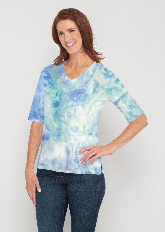 affordable women's topsFrancesca (16249) ~ Signature Elbow Sleeve V-Neck Top