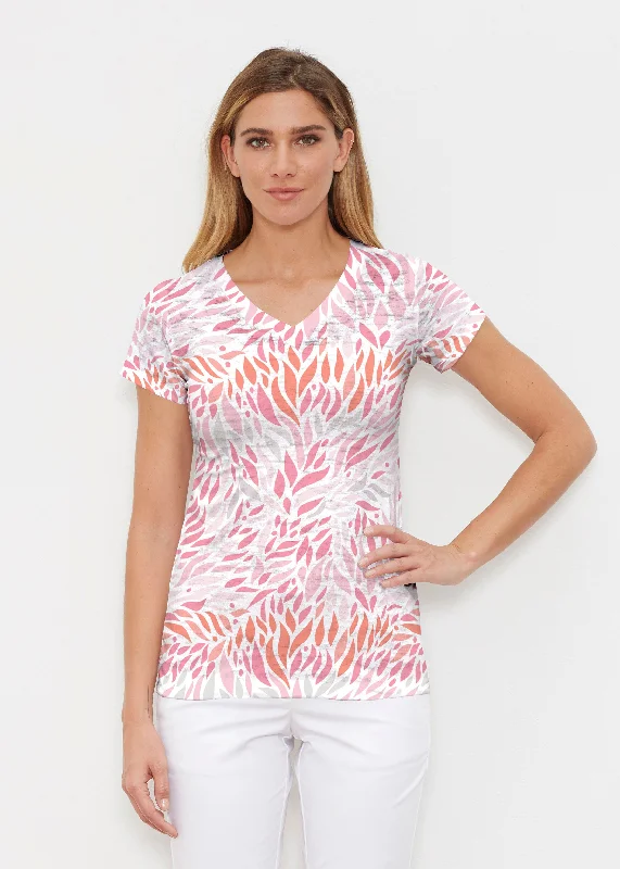 women's tops for those who want to show off their figure in a flattering wayHotsy Totsy Pink (8145) ~ Signature Cap Sleeve V-Neck Shirt