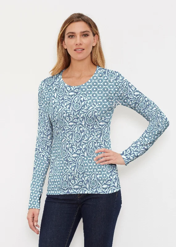 women's tops for fashion-forward individualsOakley Blue (8114) ~ Thermal Long Sleeve Crew Shirt