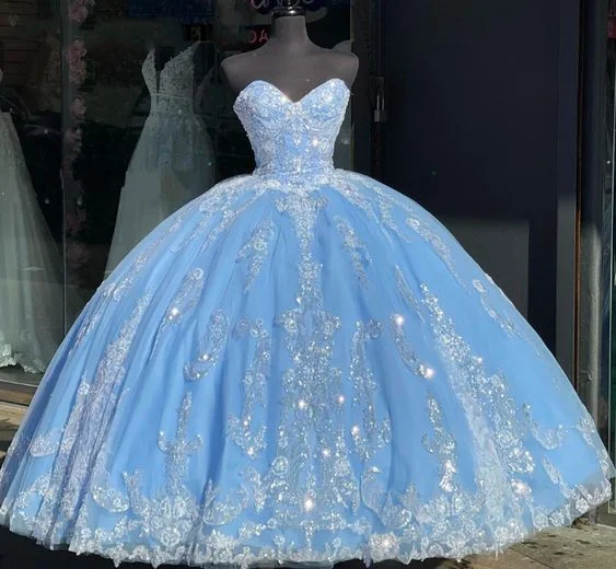 Formal Dress for Large WeddingsPrincess Sweetheart Quinceanera Dresses Ball Gown Lace-Up Sweet 15 16 Dress Y6071