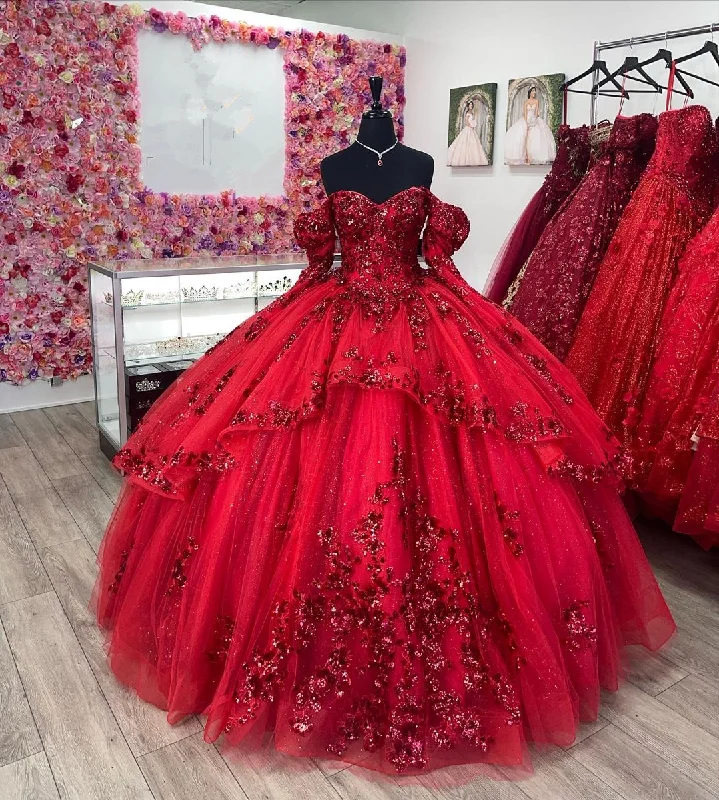 Formal Dress for Awards CeremoniesLuxurious Red Quinceanera Dresses,Red Ball Gown,Sweet 15 Dress  Y4524