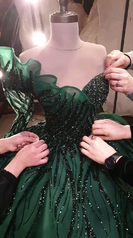 Formal Dress for Historical ReenactmentsLuxurious Green Ball Gown,Green Sweet 16 Dress  Y6544