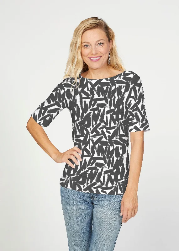 women's tops for those who want to make a bold fashion statement with their choice of topsPick Up Sticks (14300) ~ Banded Elbow Sleeve Boat Neck Top