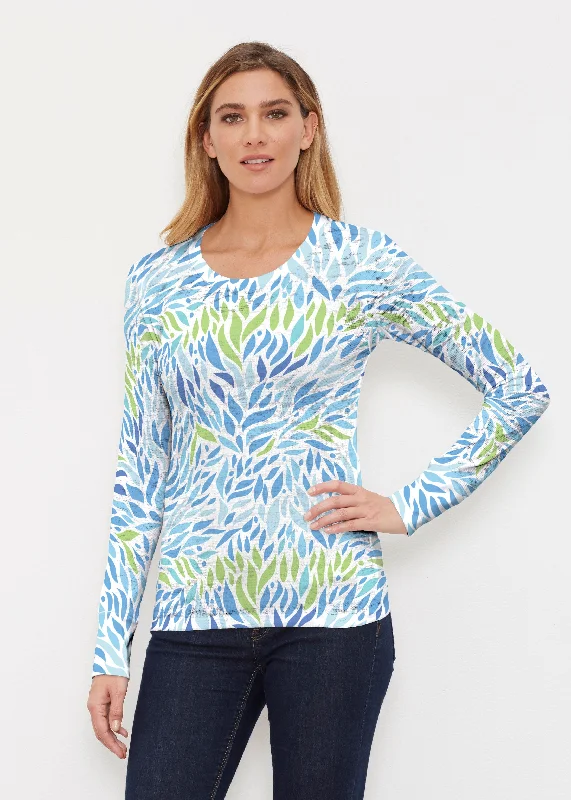 women's tops with flutter sleevesHotsy Totsy Blue (8143) ~ Thermal Long Sleeve Crew Shirt