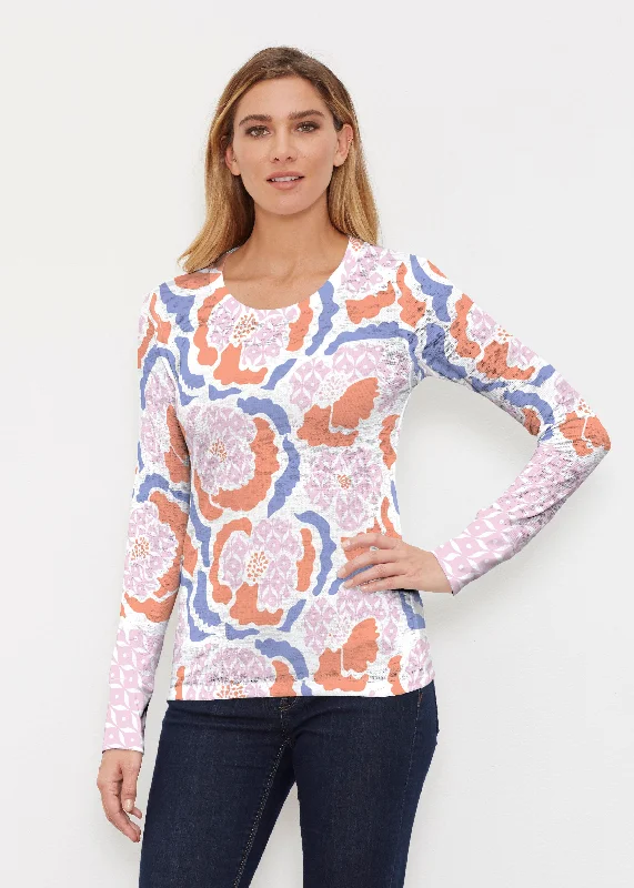 women's tops for those who want to make a fashion statementPeonies Pink (8074) ~ Thermal Long Sleeve Crew Shirt