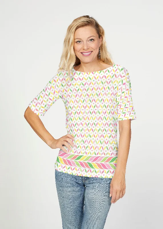 women's tops for those who value both quality and affordabilityTutti Fruitti (8036) ~ Banded Elbow Sleeve Boat Neck Top