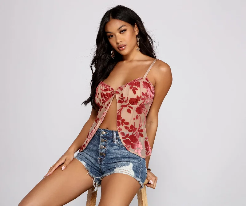 women's tops for those who believe in expressing their individuality through fashionFloral Babe Burnout Babydoll Top