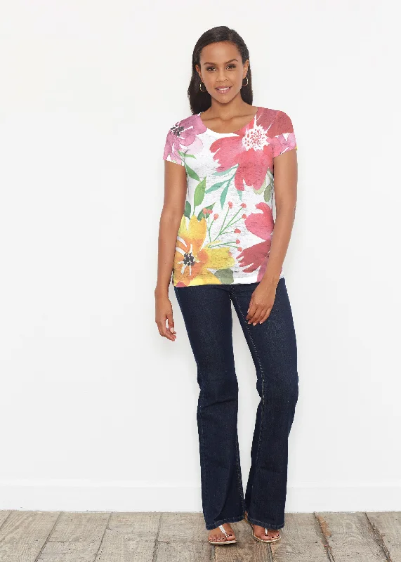 women's tops for those who want to invest in timeless piecesFestive Bloom (8154) ~ Short Sleeve Scoop Shirt