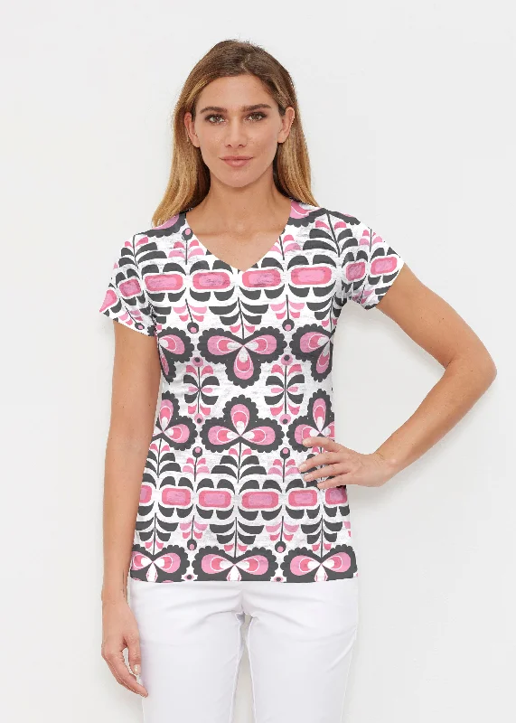 women's tops for those who want to add a touch of elegance and sophistication to their everyday wearLolly (8090) ~ Signature Cap Sleeve V-Neck Shirt