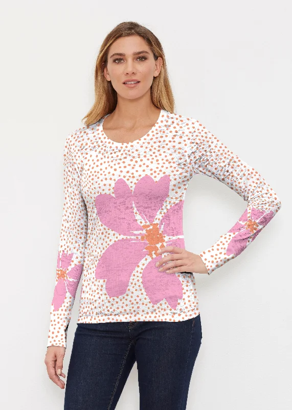 women's tops for those who want to create outfits that are both trendy and timelessDaisy Dots Pink (8079) ~ Thermal Long Sleeve Crew Shirt