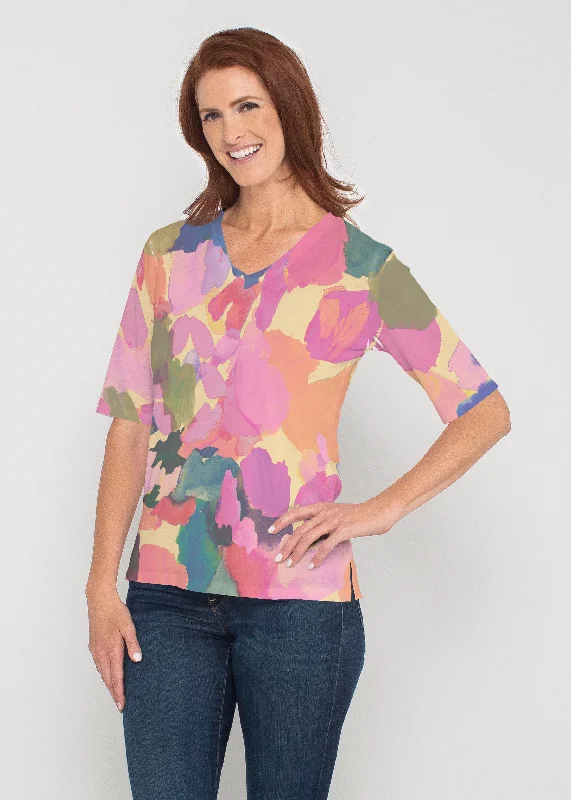 women's tops for those who love to experiment with fashionHopscotch (17269) ~ Signature Elbow Sleeve V-Neck Top