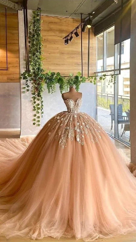 Formal Dress for Historical ReenactmentsSweetheart Neckline Appliques Tulle Ball Gown Quinceanera Dress Sweet 16 Dress  Y5822