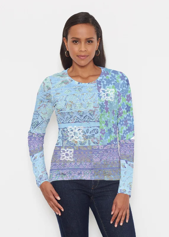 women's tops for those who want to create stylish and put-together outfits without spending a fortuneAspen Aqua (19186) ~ Signature Long Sleeve Crew Shirt