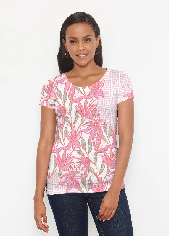 striped women's topsA lot of Lillies (8088) ~ Short Sleeve Scoop Shirt