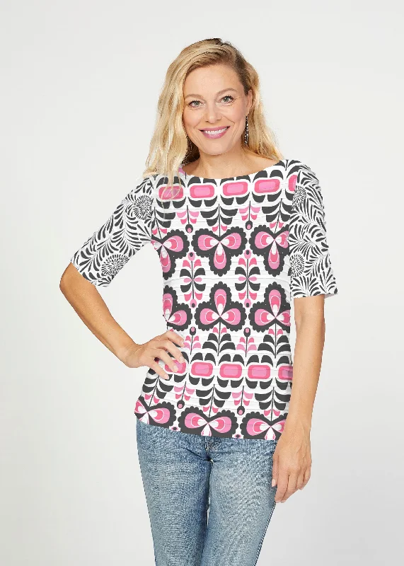 women's tops for those who want to create outfits that are both unique and memorableLolly (8090) ~ Banded Elbow Sleeve Boat Neck Top