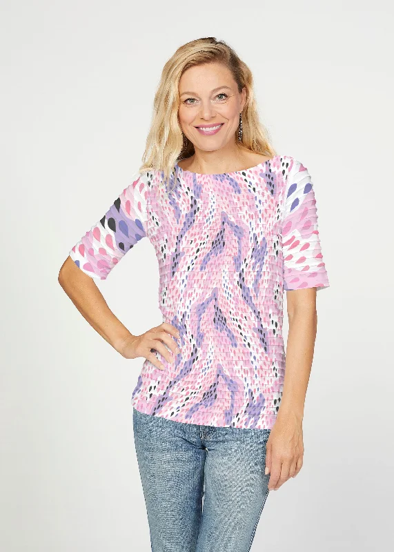 women's tops for statement-making outfitsSpring Rain (14268) ~ Banded Elbow Sleeve Boat Neck Top