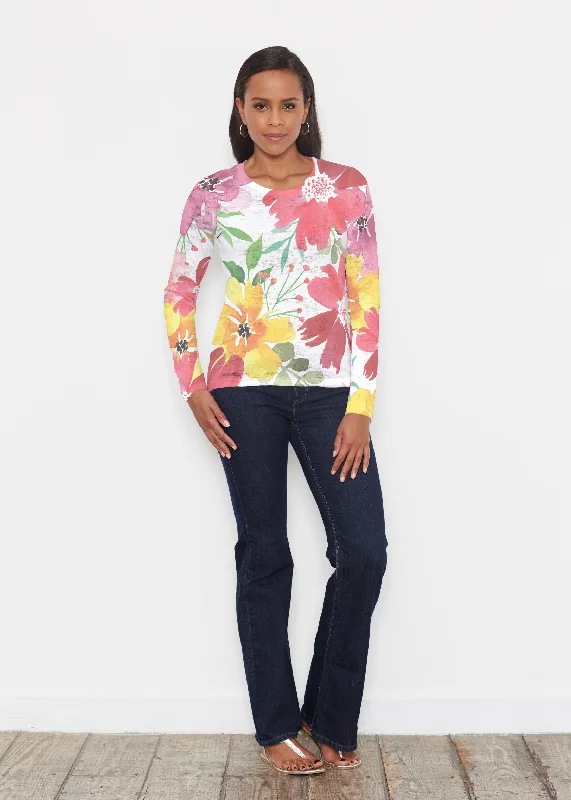 women's tops for those who prefer classic over trendy stylesFestive Bloom (8154) ~ Signature Long Sleeve Crew Shirt