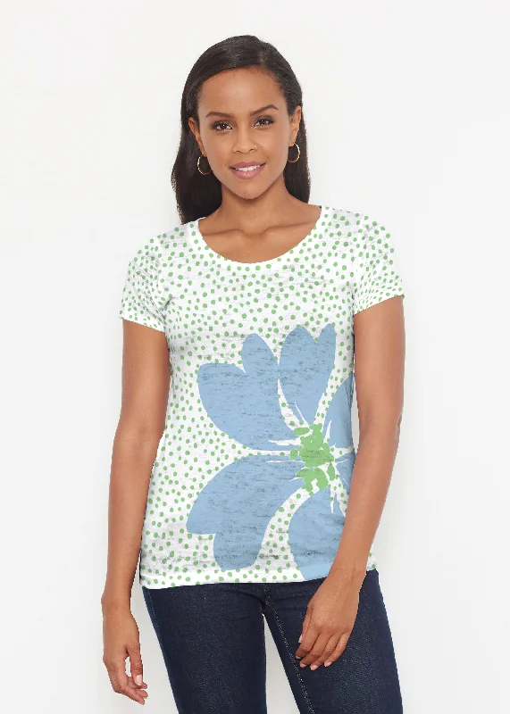 women's tops that offer a perfect blend of style, comfort, and affordabilityDaisy Dots Blue (8081) ~ Short Sleeve Scoop Shirt