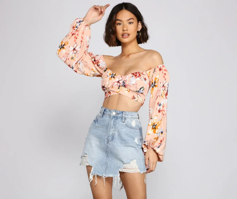 women's tops for those who want to add a bit of flair and personality to their looksFlirty In Floral Crop Top