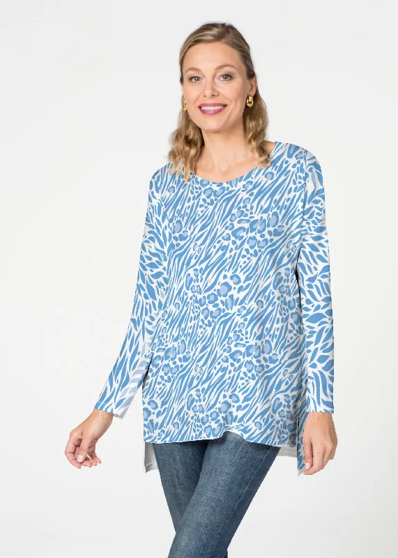 women's tops with sheer overlaysLeo Hotsy Totsy Blue (8166) ~ Slouchy Butterknit Top