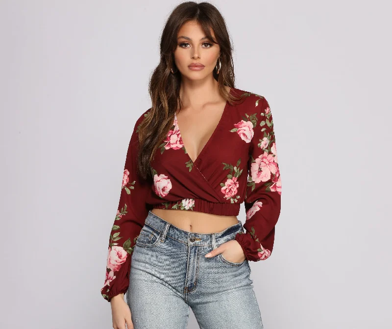 women's tops for those who want to add a personal touch to their wardrobe with unique and one-of-a-kind piecesSweet Intentions Floral Crop Top