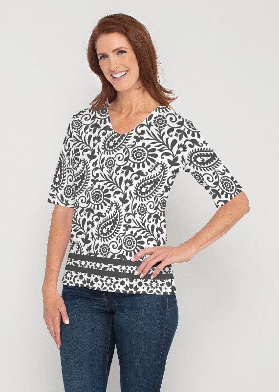 women's tops made from cottonVictoria (14301) ~ Signature Elbow Sleeve V-Neck Top