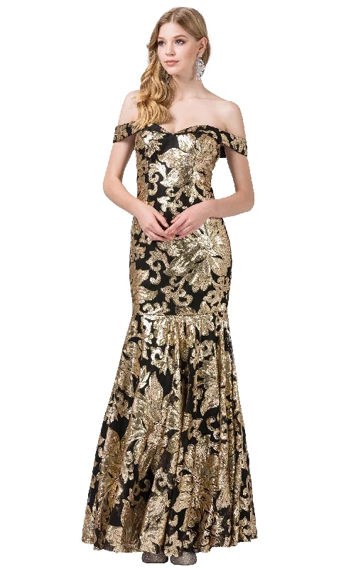 Formal Dress for Golden GlobesSequin-Print Off-the-Shoulder Long Formal Gown