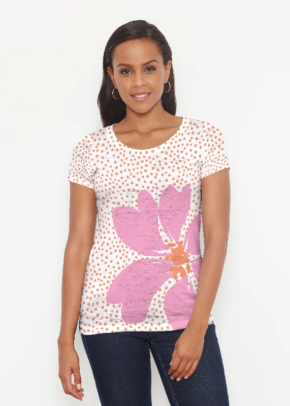 trendy women's topsDaisy Dots Pink (8079) ~ Short Sleeve Scoop Shirt