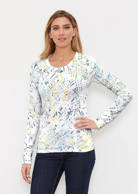 women's tops with bell sleevesPixie Blue (8077) ~ Thermal Long Sleeve Crew Shirt