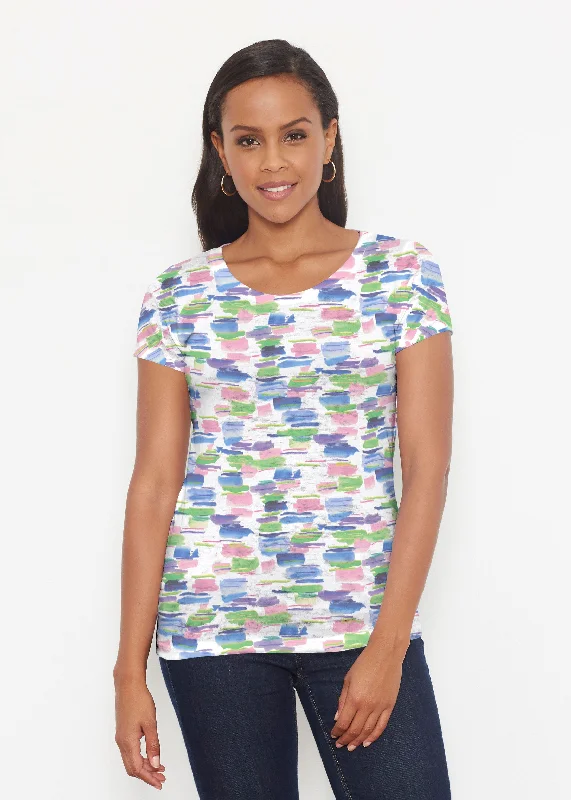 chic women's tops for everyday wearPops of Bliss (8047) ~ Short Sleeve Scoop Shirt